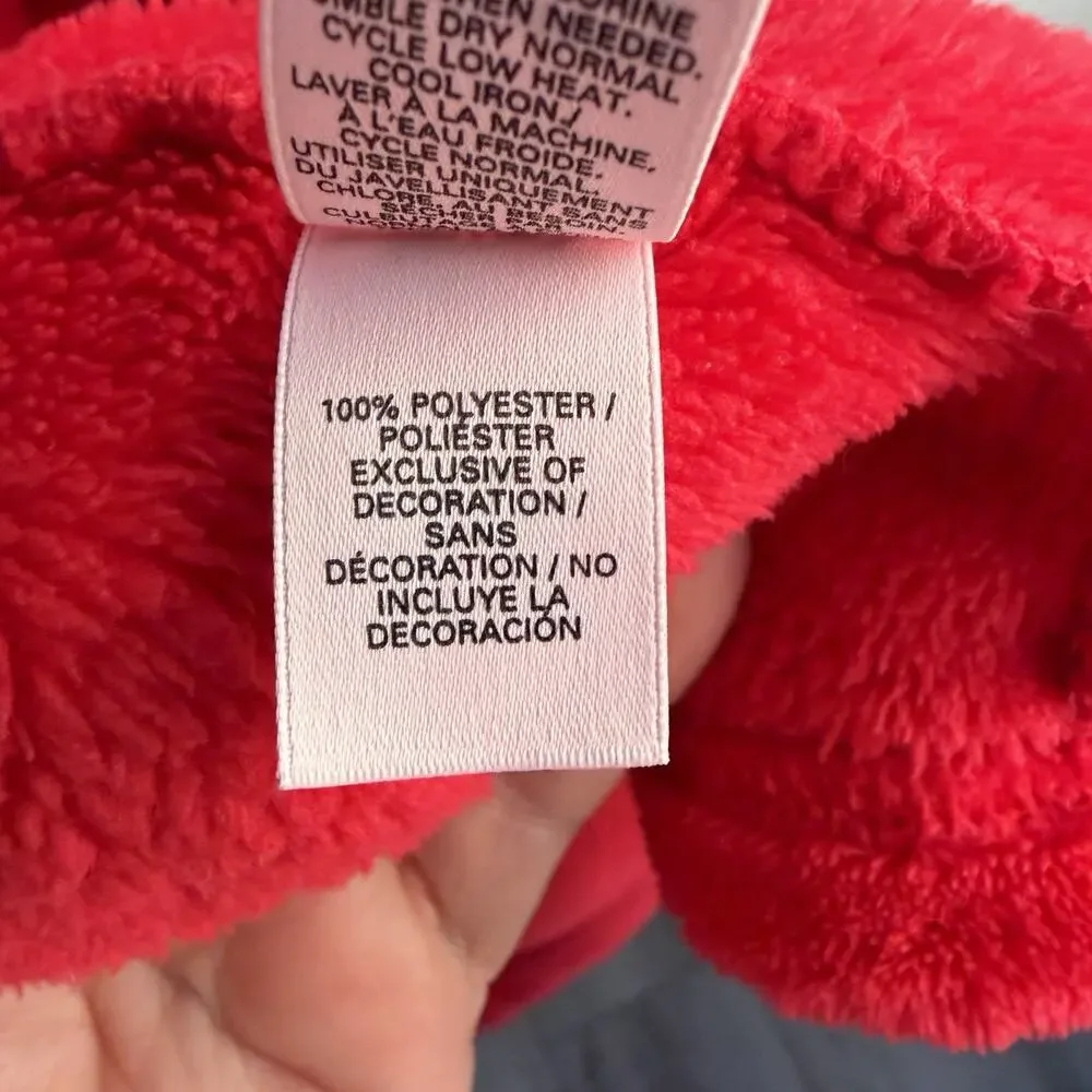 VICTORIA'S SECRET Cozy Plush Sherpa Hooded Robe Red Fleece Short Sexy Pom Pom M